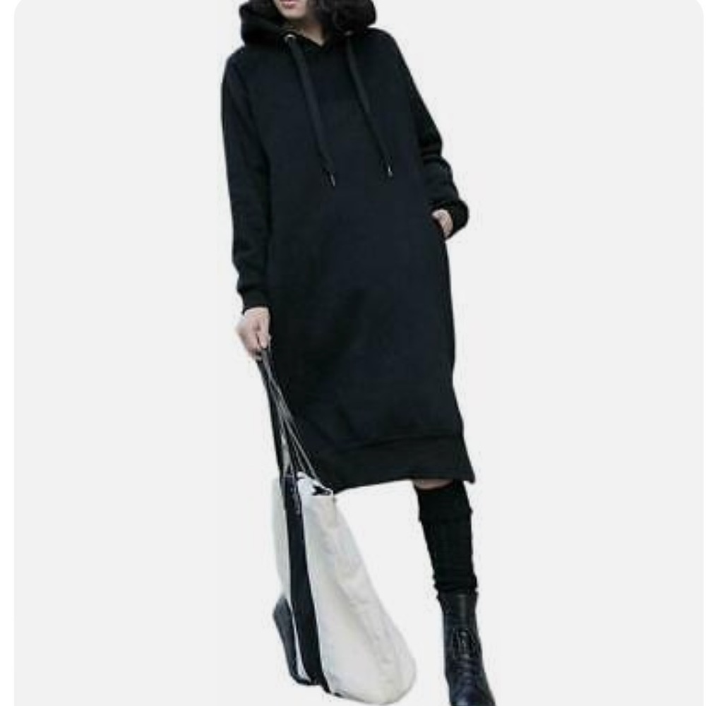 NUTEXROL Long Fleece Hooded Sweatshirt‎ Dressing Black Size Small